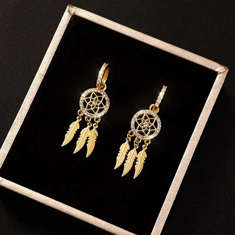 Bohemian Feather Drop Earrings Women Long Dangle Jewelry