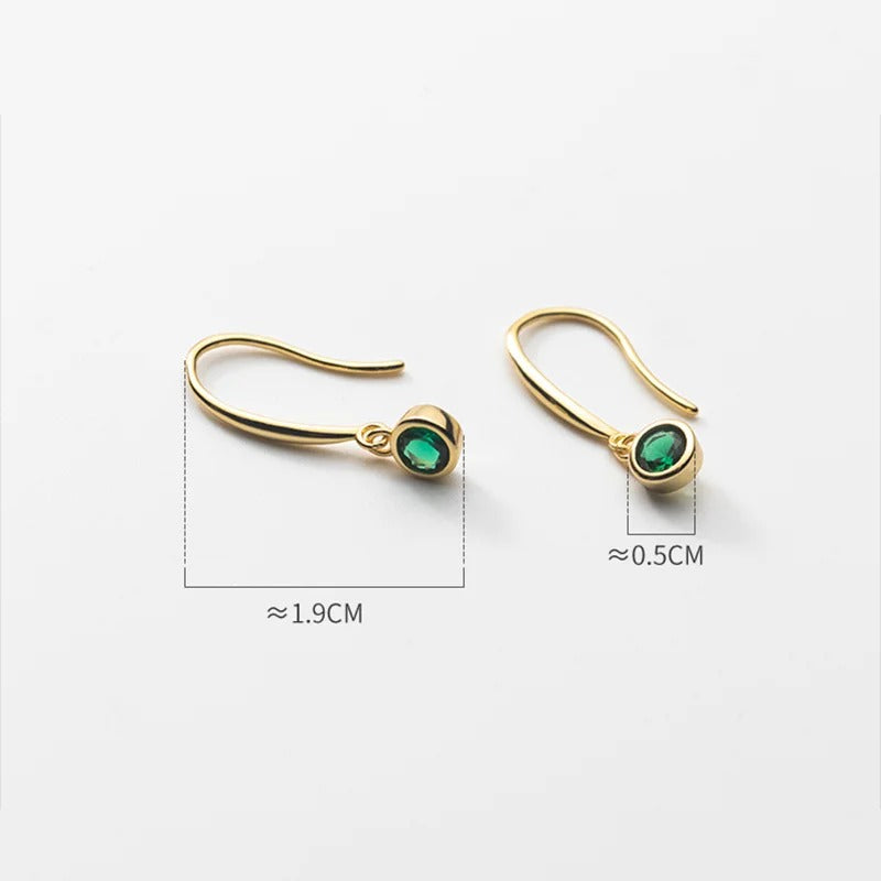 925 Silver Green Zircon Drop Earrings Women Luxury Gold Jewelry