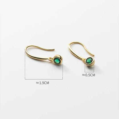 925 Silver Green Zircon Drop Earrings Women Luxury Gold Jewelry