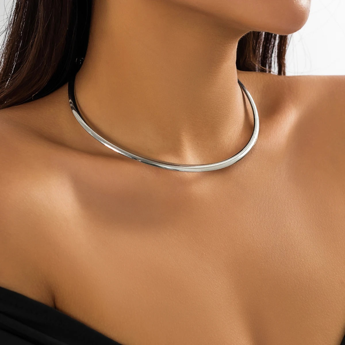 Simple Chunky Circle Necklace Fashion Choker Collar for Women