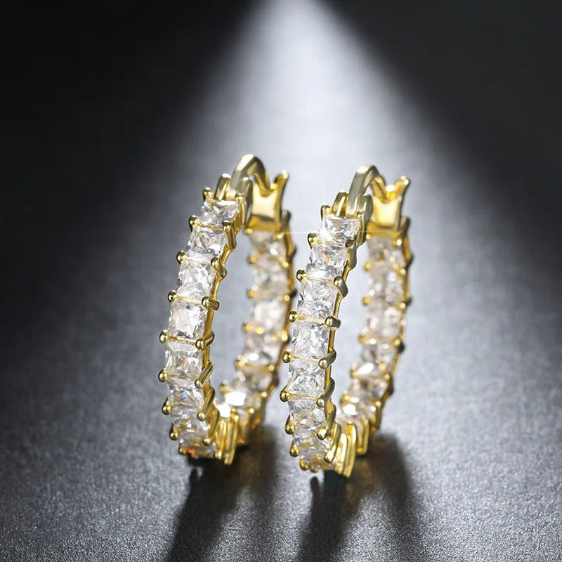 Trendy Cubic Zirconia Hoop Earrings Women Party Daily Wear Jewelry