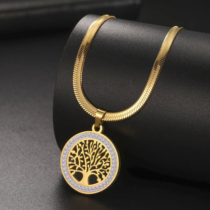 Tree of Life Rhinestone Necklace Women Jewish Religious Jewelry