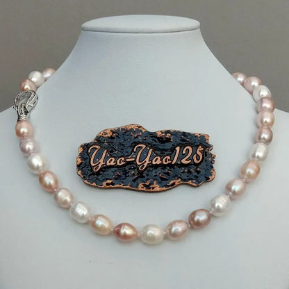 natural Freshwater Pearl Pink Purple White Rice Mixed Color Pearl Choker Necklace cz pave clasp For Women Girl Jewelry Gift