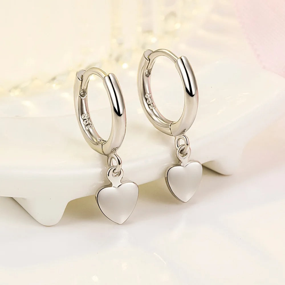 925 Sterling Silver Heart Ring Earrings Trendy Women