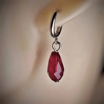 Red & Black Gem Dangle Earrings Women Gothic Crystal Jewelry