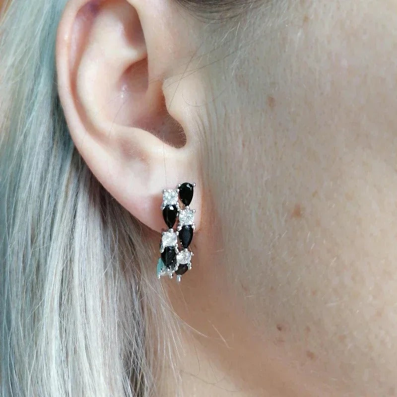 Women’s Black White Hoop Earrings Trendy Daily Wear Jewelry