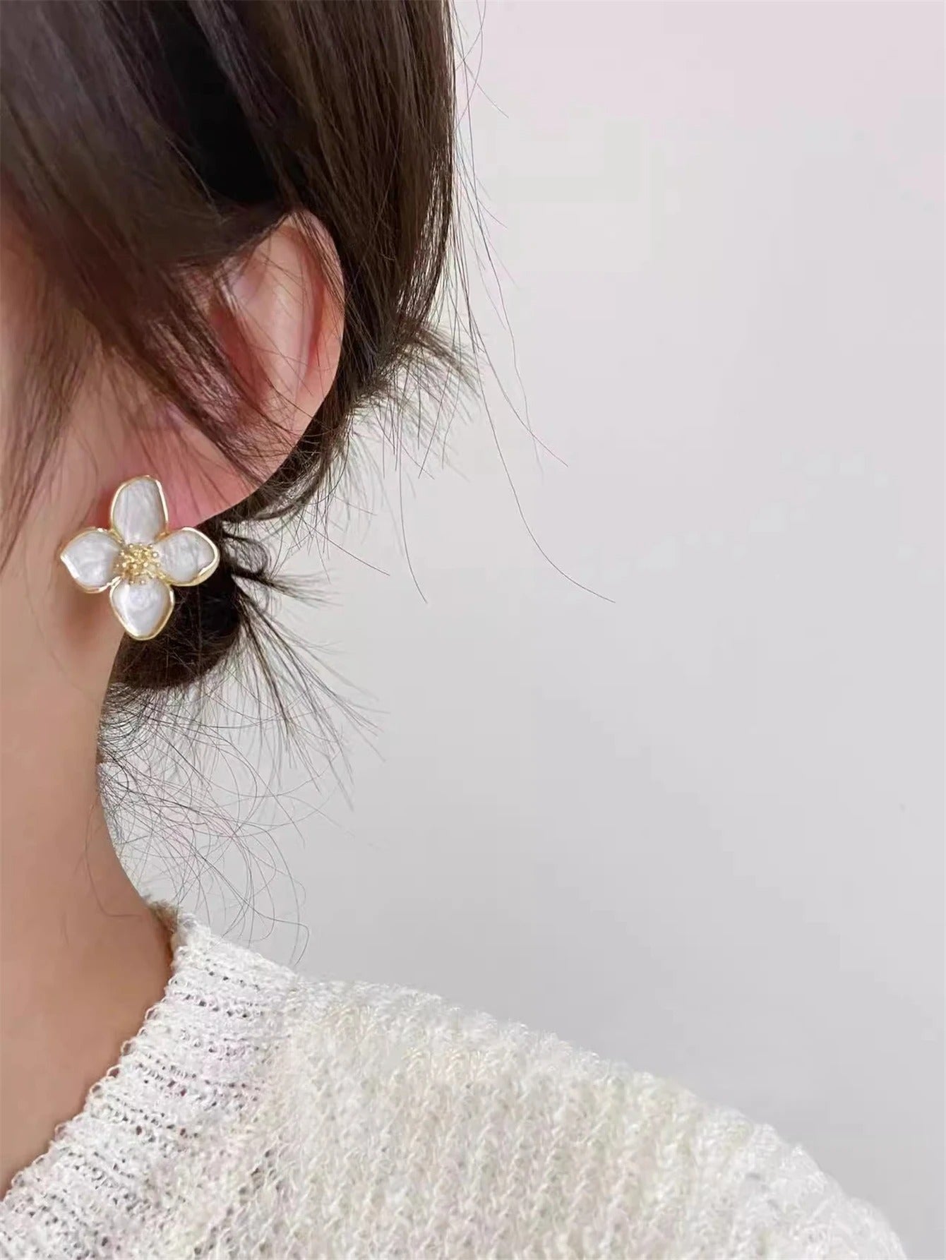 Glaze Flower Stud Earrings for Women Girl Vintage 2025 Fashion Korean Wedding Romantic Jewelry Gifts