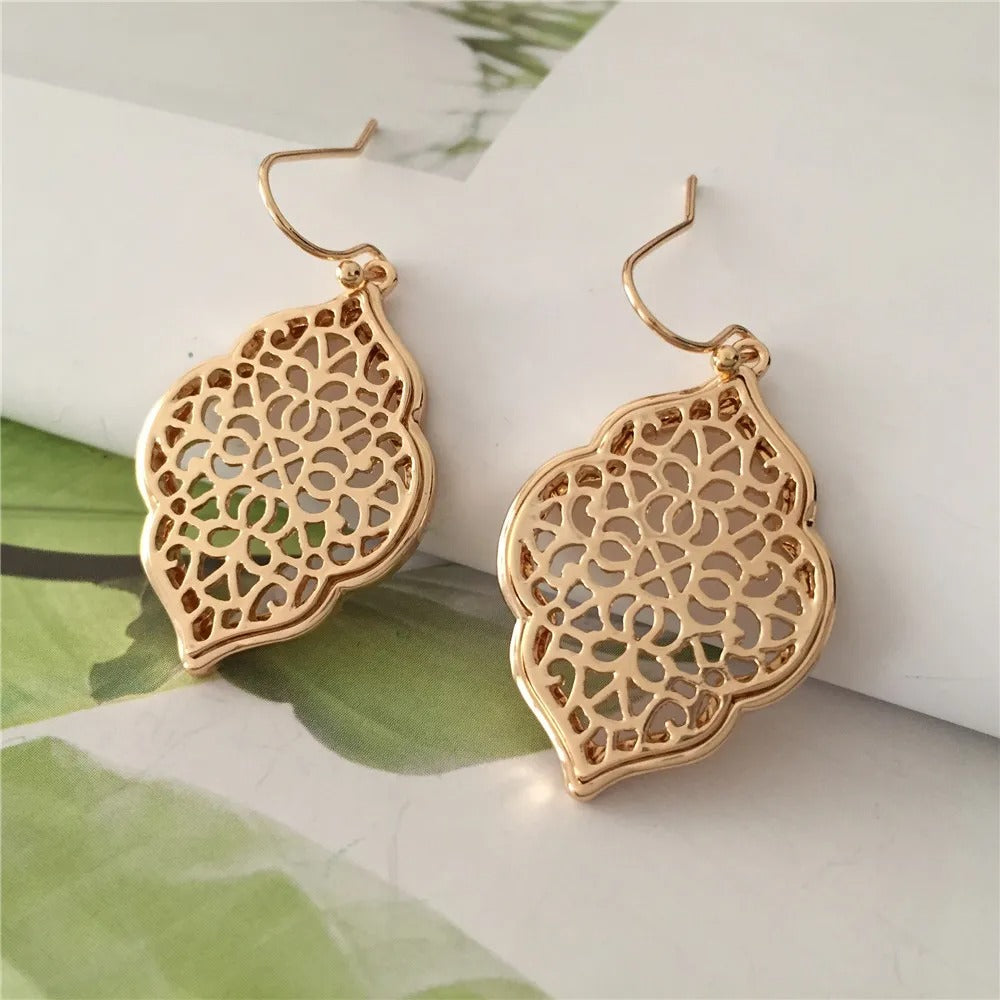 Hollow Geometric Drop Earrings Gold Korea Design Women