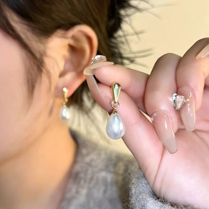 Fashion Elegant Teardrop Pear Imitation Pearl Drop Earrings Simple Versatile Jewelry Gift For Women