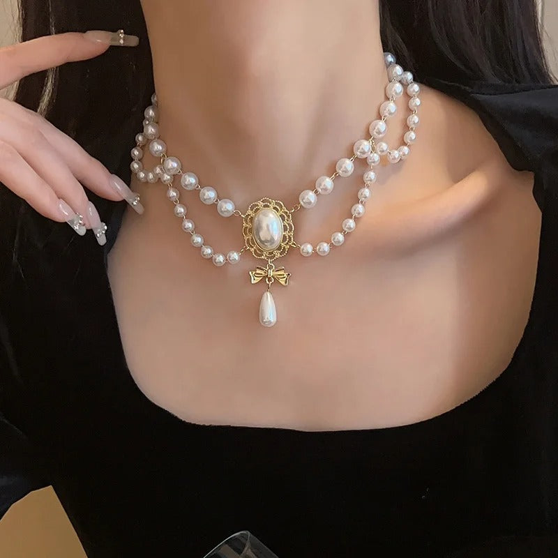 Luxury Baroque Pearl Choker Necklace Women Wedding Party Gift