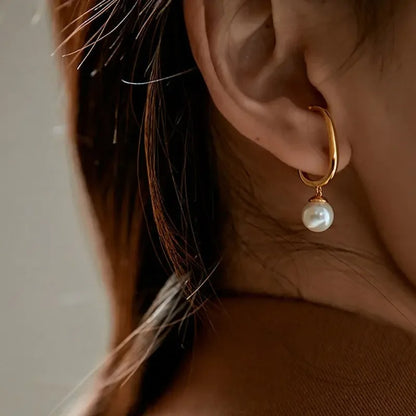 Pearl Pendant Ear Cuff Clip Earing Non-Piercing Bone Ear Ring Without Puncture Minimalist Asymmetric Earrings for Women Jewelry