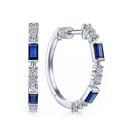 Versatile Blue CZ Hoop Earrings Women Small Round Fashion Jewelry