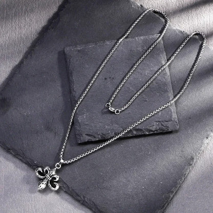 Vintage Cross Pendant Necklace Unisex Versatile Simple Long Sweater Chain Hip Hop Accessory