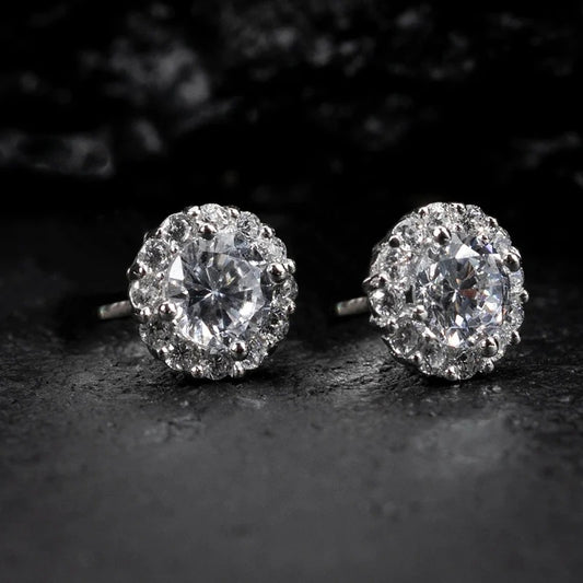 Cubic Zirconia Stud Earrings for Women & Men Couple Gift