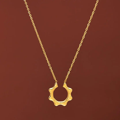 Stainless Steel French Light Luxury Sun Flower Pendant Necklace for Women Gold Color Minimalist Choker Neck Chains Jewelry Gift