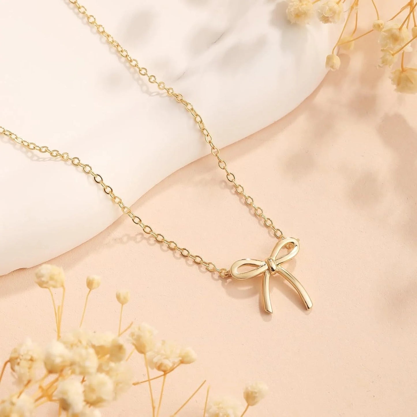 Cute Bow Pendant Necklace for Women Gold & Silver Plated Adjustable Chain Jewelry Gift