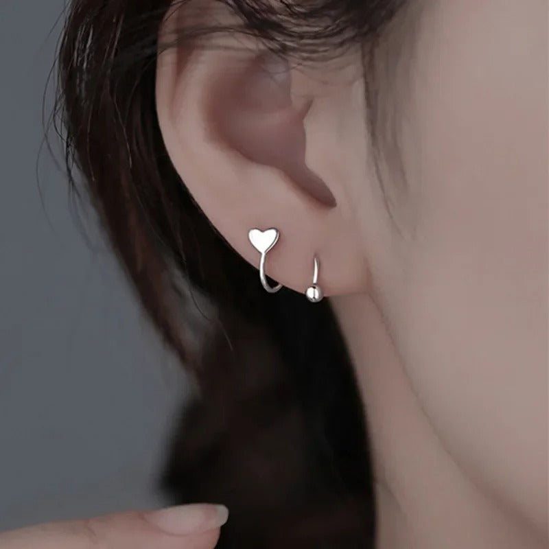 2 Pc/1 pairs Stainless Steel Piercing Screw Ball Star Ear Bone Rotating Line Wave Mini Studs Women Unusual Earrings Jewelry Gift