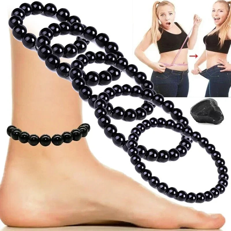 Black Obsidian Natural Stone Bracelet – Anti-Anxiety, Weight Loss & Blood Circulation Support Jewelry for Men & Women