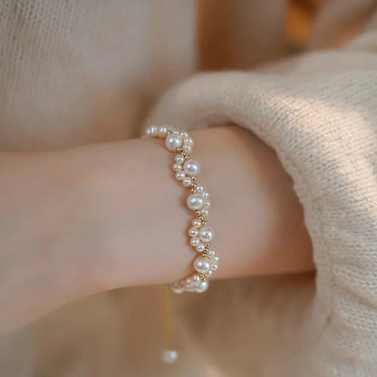 Cute Animal Paw Pearl Bracelet for Women Gold Retro Jewelry Gift