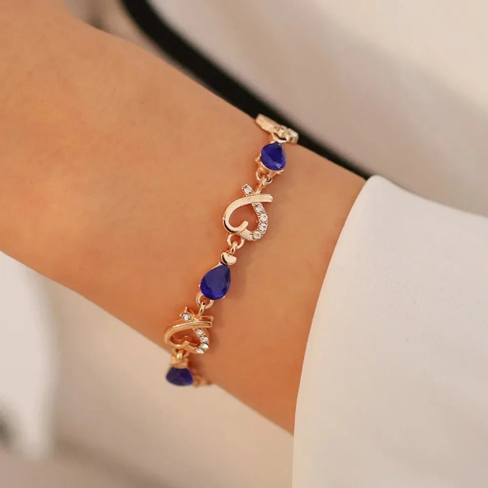 New 5 Colors Beautiful Colorful Austrian Crystal Heart Chain Bracelet For Women Fashion Jewelry Gifts 2025
