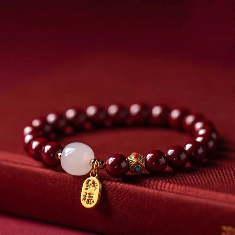 Natural Cinnabar Wealth Bracelet for Women Luck & Prosperity