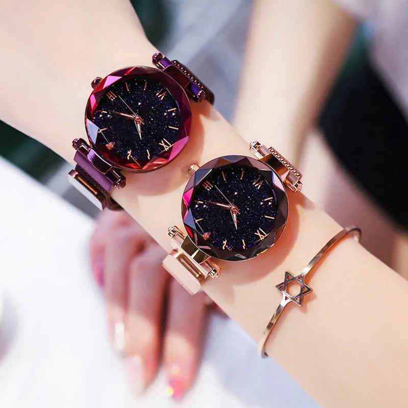 Starry Sky Magnetic Mesh Watch for Women Elegant Dress Wristwatch