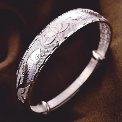 Luxury 925 Sterling Silver Pisces Lotus Bracelet for Women