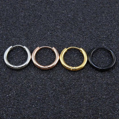 5pcs Set – Stainless Steel Circle Hoop Earrings for Women & Girls | Black, Gold, Silver Color