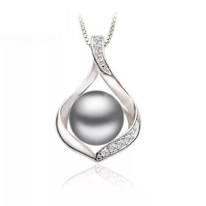 Black Pearl Pendant Necklace Women’s 925 Silver Jewelry