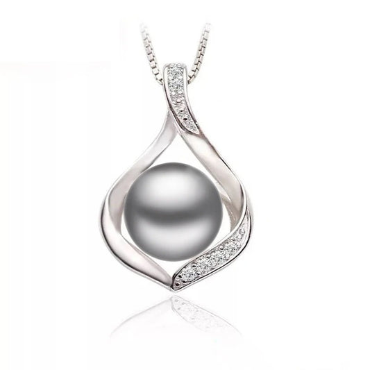 Real Natural Freshwater Black Pearl Pendant Women,Cute 925 Silver Pearl Necklace Girl Birthday Gift