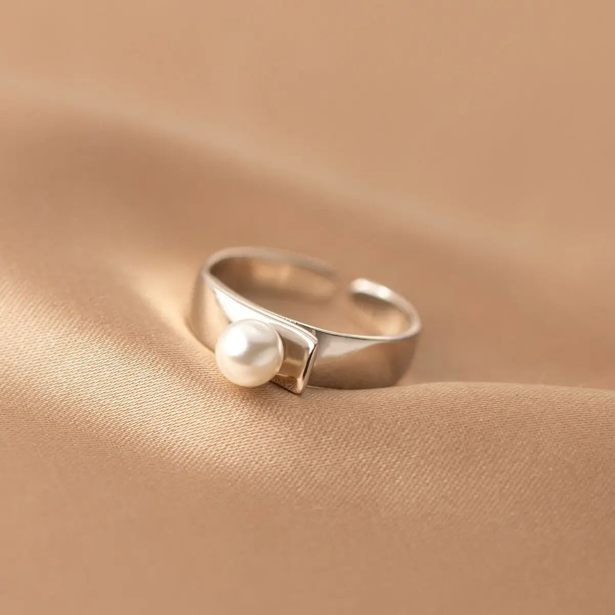 925 Silver Smooth Surface Pearl Rings For Women Wedding Luxury Jewelry Accessories