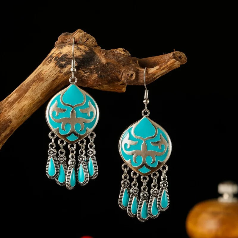 New Totem Enamel Earrings Women Short Vintage Daily Jewelry