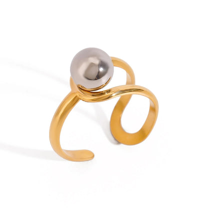 18K Gold Plated Hollow Ball Ring Minimalist Women’s Jewelry Gift
