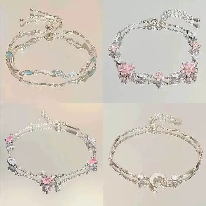 Shiny Cherry Blossom Bracelet for Women & Girls Moon Bow Style