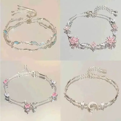 Shiny Cherry Blossom Bracelet for Women & Girls Moon Bow Style