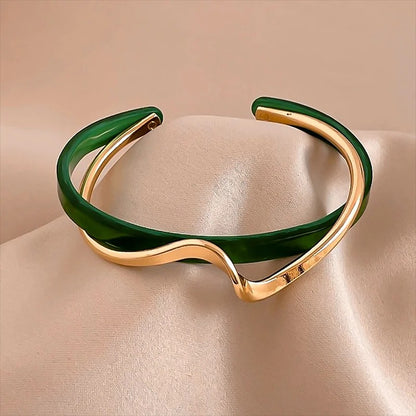 White Acrylic C-Shaped Bangles Geometric Metal Bracelets Gift