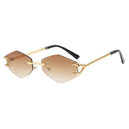 Rimless Diamond Square Sunglasses Luxury UV400 Unisex Designer