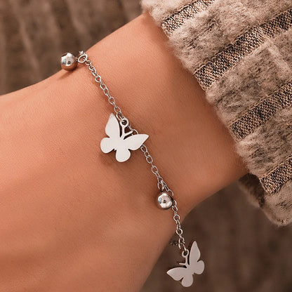 Stainless Steel Butterfly Pendant Bracelet Women’s Jewelry Gift