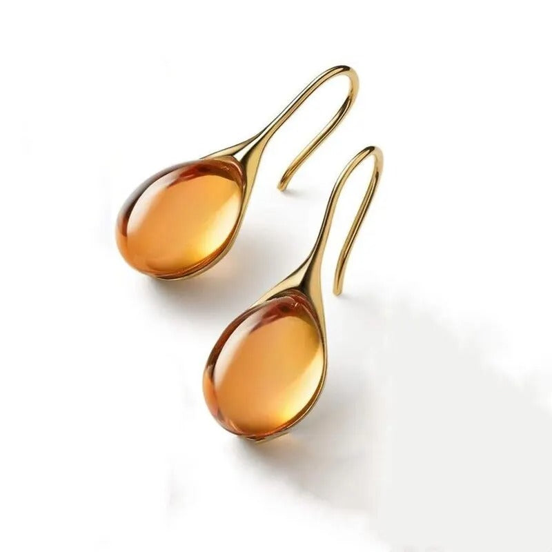 2 Pcs Gold-color Earrings Luxury Style Eye Stones Colorful Fashion Earrings
