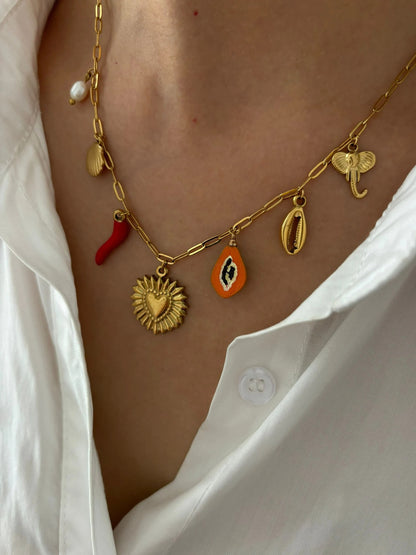 Peri’sbox Boho 18K Gold Pearl Heart Necklace Women Beach Party Gift