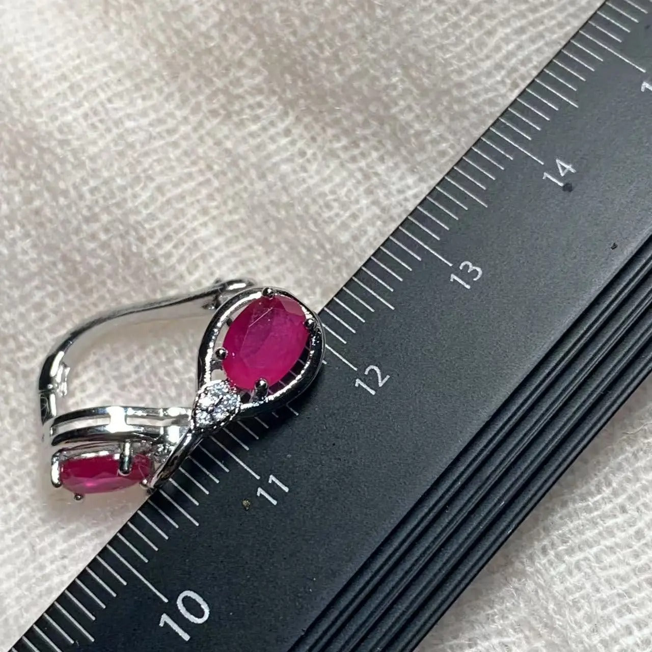 Stone Ruby Hoop Earrings Women Classic Stainless Steel Jewelry