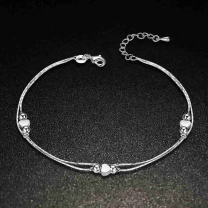 Heart Shaped Foot Chain Anklets Bracelets Silver Fashion Jewelry For Women