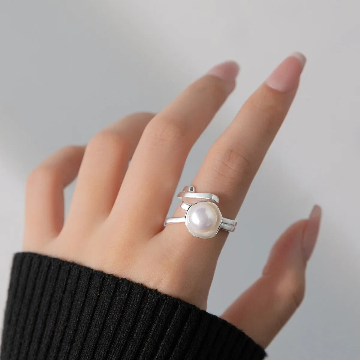 925 Sterling Silver Pearl Line Rings For Women Teens Wedding Luxury Designer Jewelry Accessories