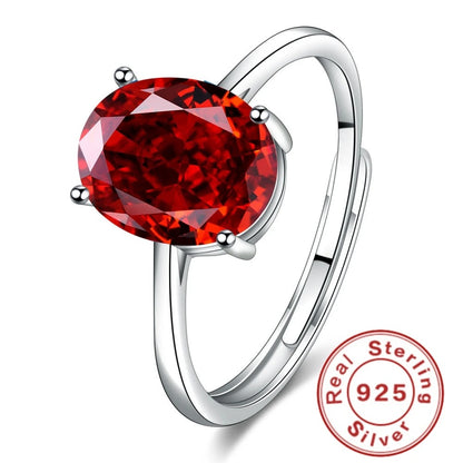 925 Sterling Silver Crystal Zircon Adjustable Ring for Women