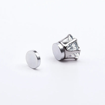 Women & Men Non-Pierced Magnetic Crystal Stud Clip Earrings