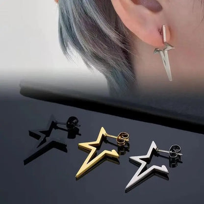 Big Star Earring Irregular Hollow Out Alien Metal Pentagram Ear Stud for Women Cool Girl Trend Y2K Jewelry
