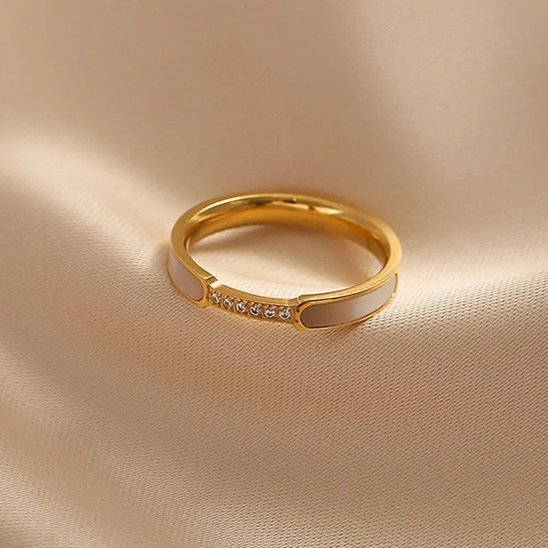 Stainless Steel Zircon Shell Ring for Women Simple Index Finger Gold Color Ring Party Wedding Gift