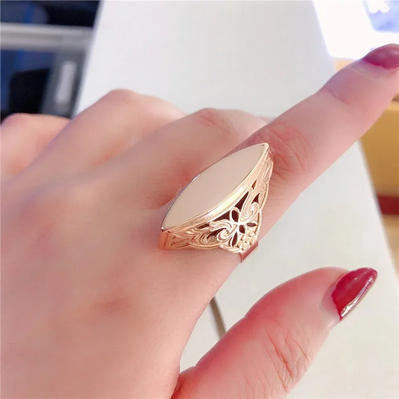 Unique Butterfly Glossy Ring 14K Rose Gold Plated Wedding Jewelry