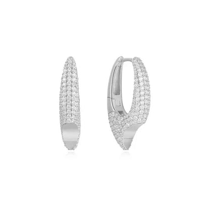 Trendy Big Hoop Earrings Sterling Silver CZ Zircon Women Gift