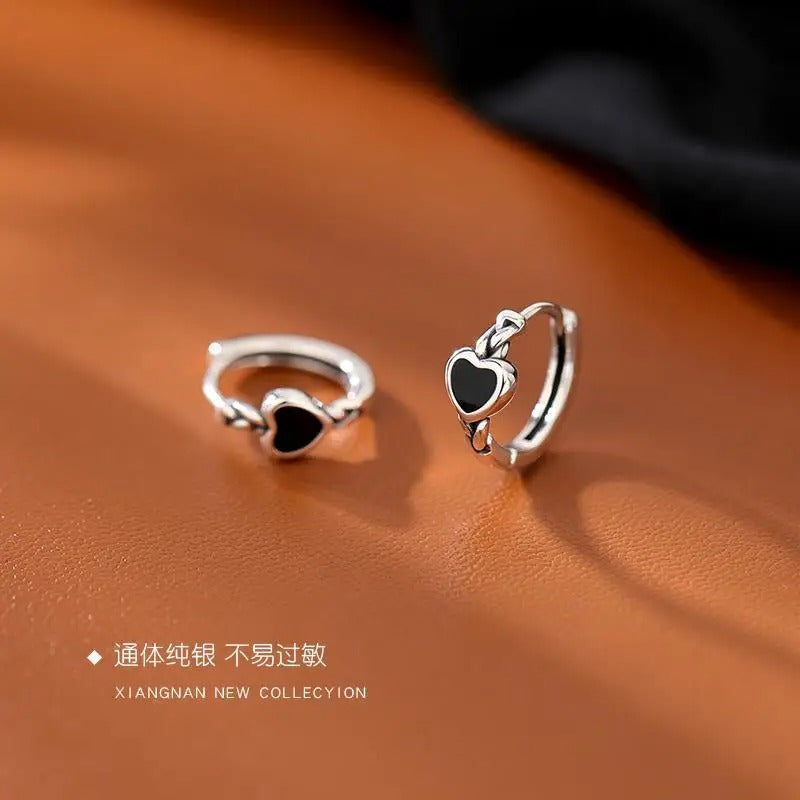 Black Heart Hoop Earrings for Women Wedding Jewelry Accessories